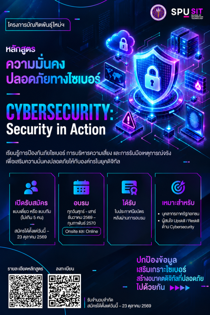 ChatGPT Image Oct 9 2026 at 01 25 15 PM ม.ศรีปทุม เปิดหลักสูตร Cybersecurity เสริมทักษะรับมือภัยไซเบอร์ Non-Degree