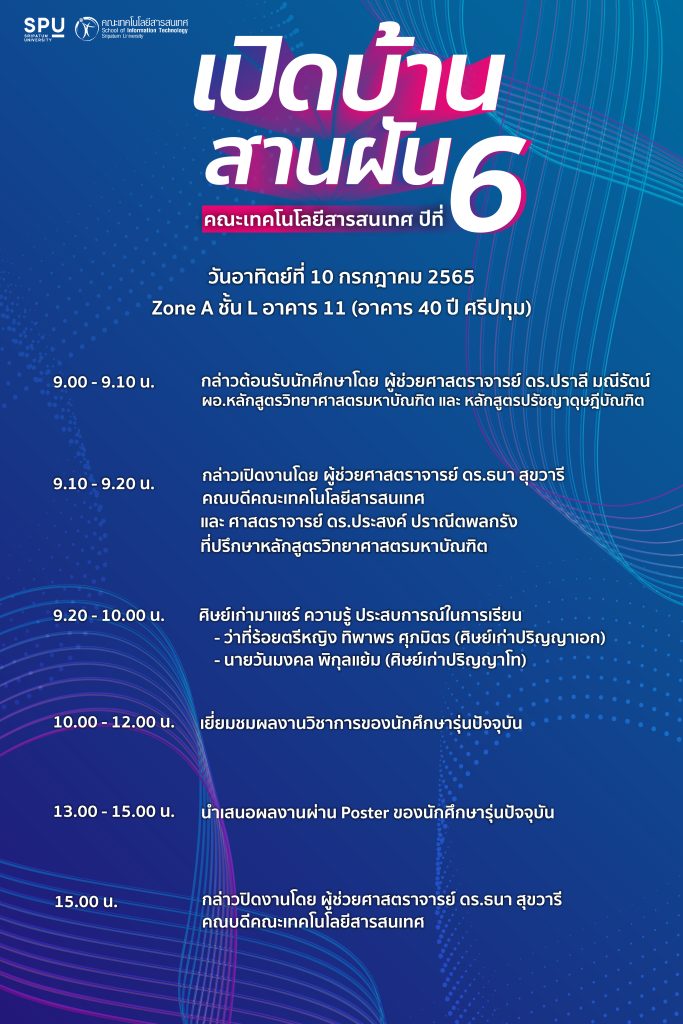 กำหนดการเปิดบ้านสานฝัน 01 เปิดบ้านสานฝัน ครั้งที่ 6