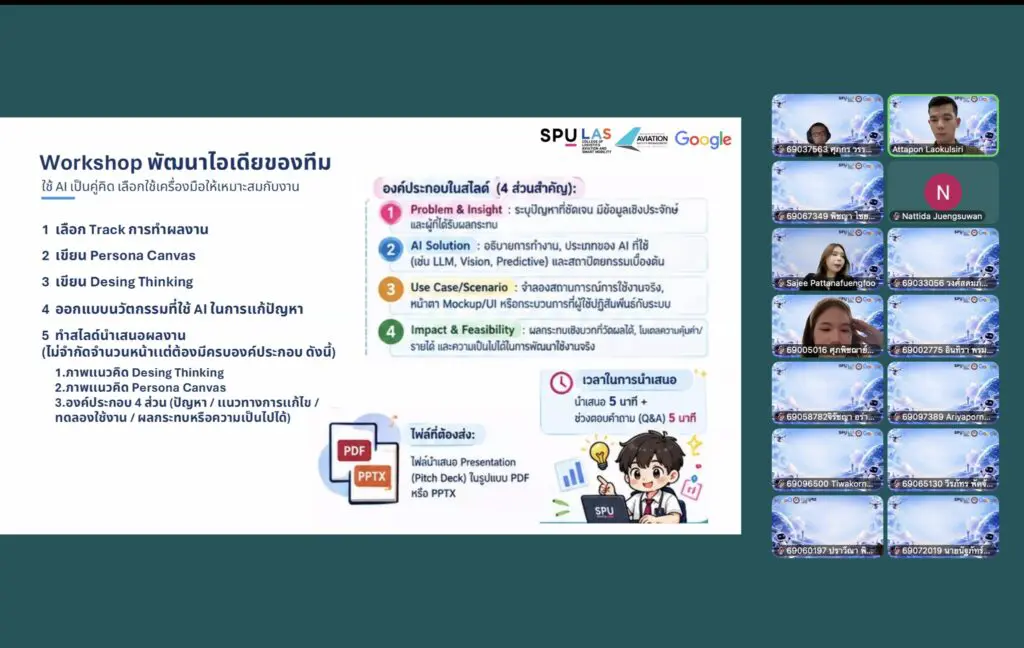 โลจิสติกส์ การบิน และสมาร์ทโมบิลิตี้ SPU จุดประกาย DekLAS สร้างนวัตกรรมด้วย AI Solution เปลี่ยนไอเดียสู่ผลงานจริง 13