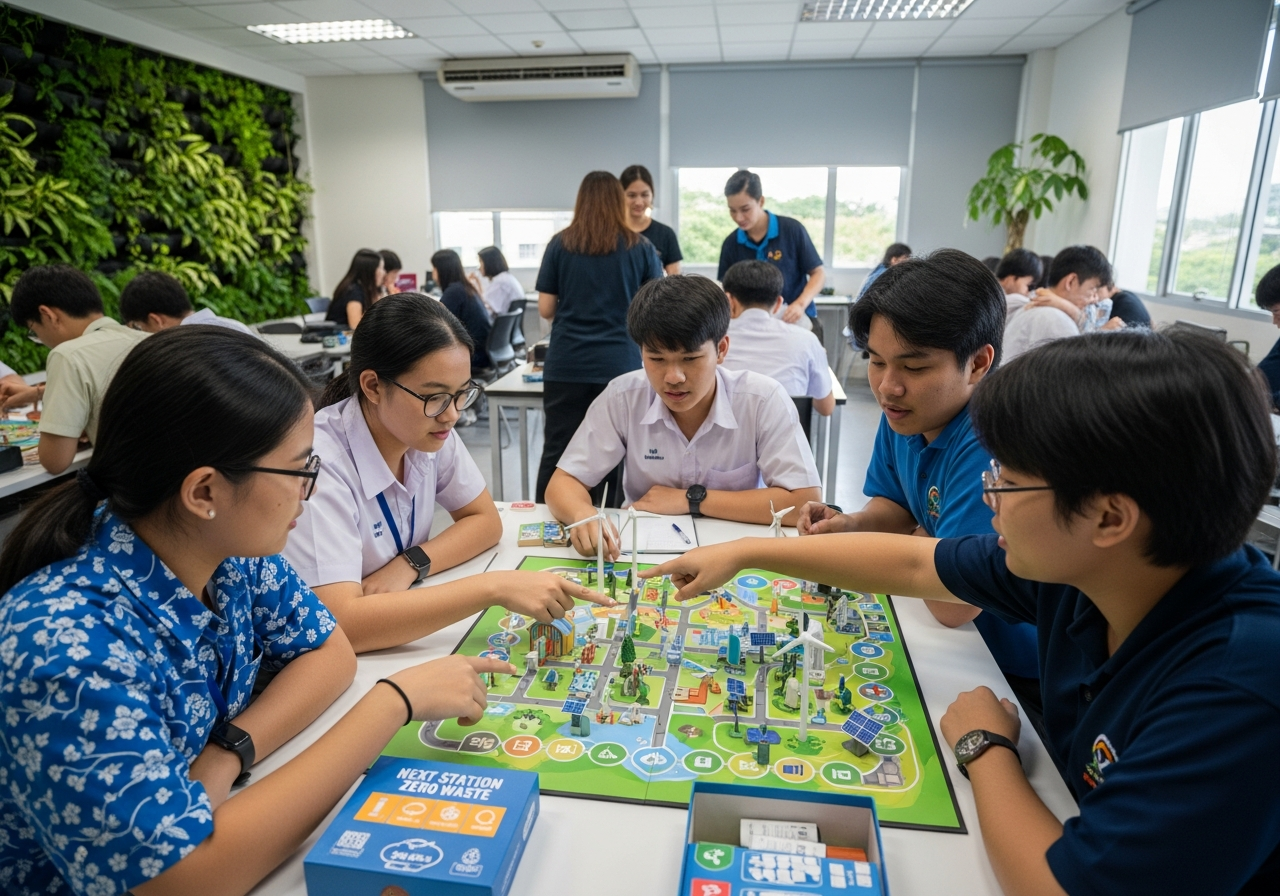 มหาวิทยาลัยศรีปทุม ขับเคลื่อนสังคมยั่งยืน ปลูกฝังแนวคิดเศรษฐกิจหมุนเวียนผ่านนวัตกรรมบอร์ดเกม