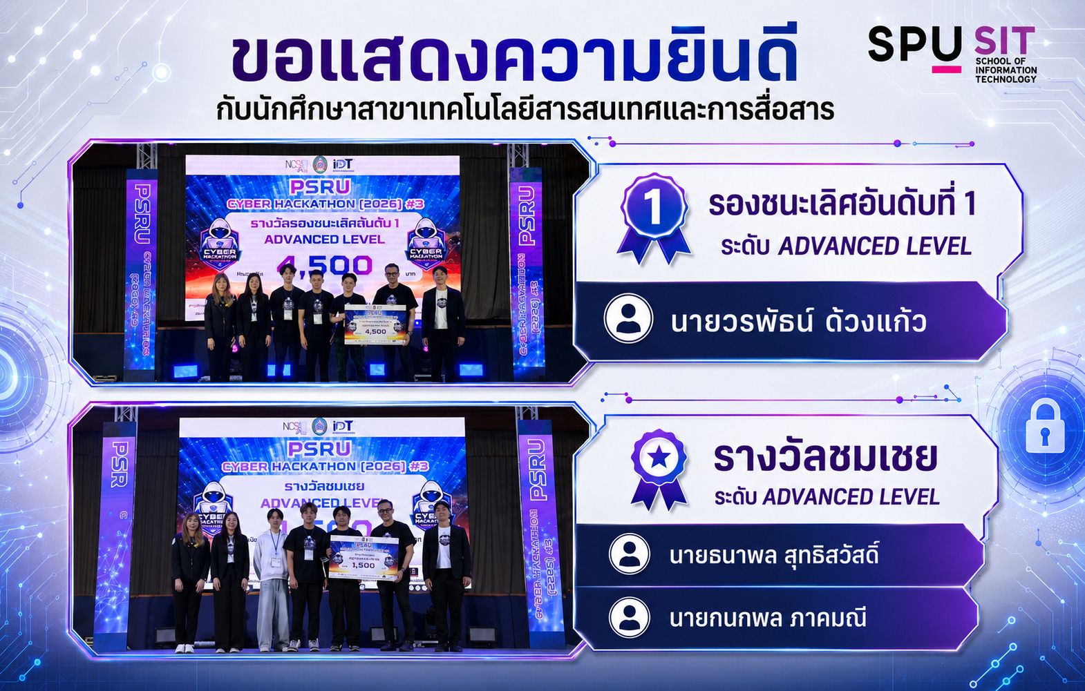 นักศึกษา IT SPU คว้ารางวัลบนเวที ‘PSRU CYBER HACKATHON 2026’ ตอกย้ำศักยภาพด้าน Cybersecurity อย่างมืออาชีพ