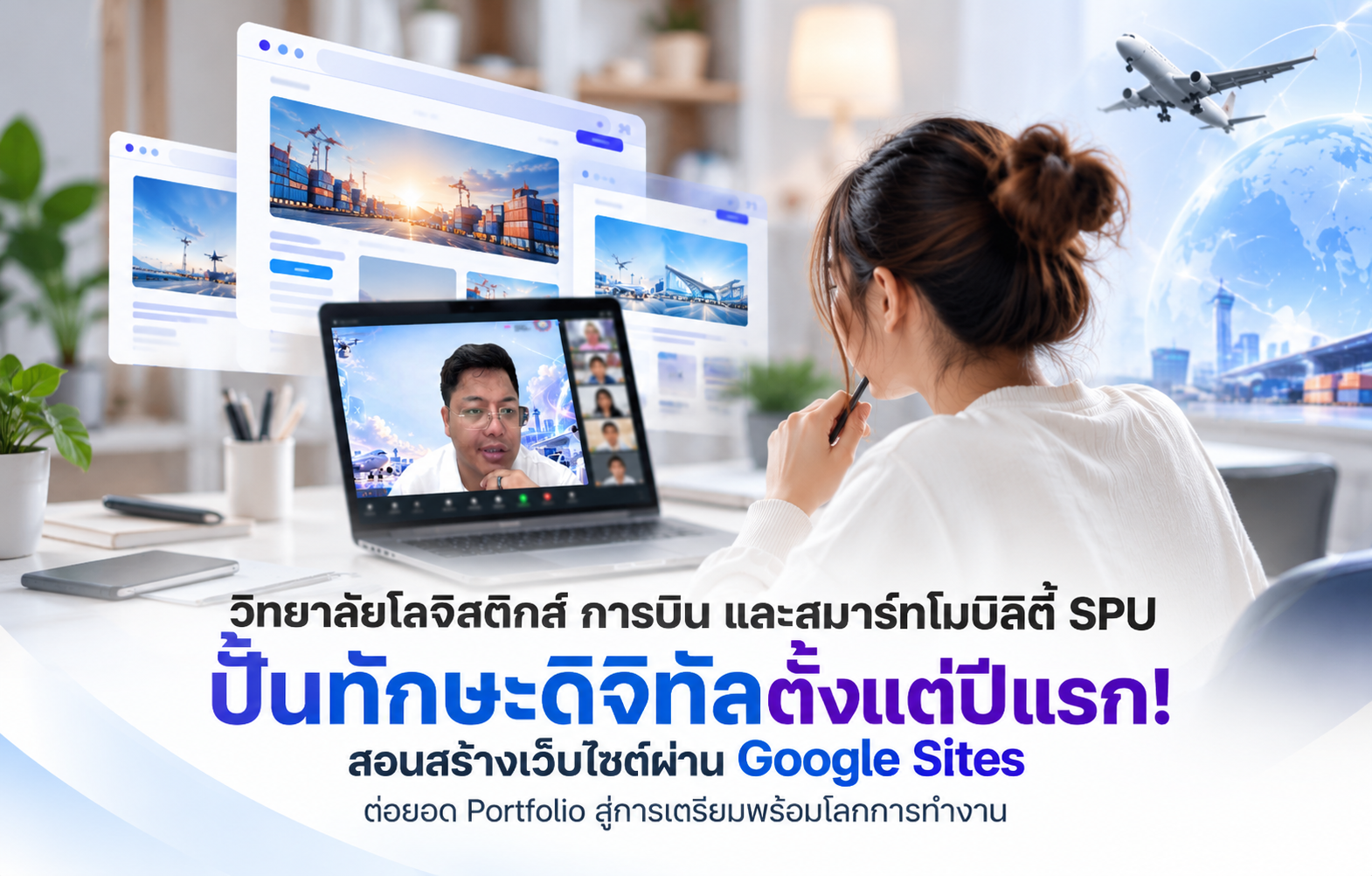 วิทยาลัยโลจิสติกส์ การบิน และสมาร์ทโมบิลิตี้ SPU ปั้นทักษะดิจิทัลตั้งแต่ปีแรก! สอนสร้างเว็บไซต์ผ่าน Google Sites ต่อยอด Portfolio สู่การเตรียมพร้อมโลกการทำงาน