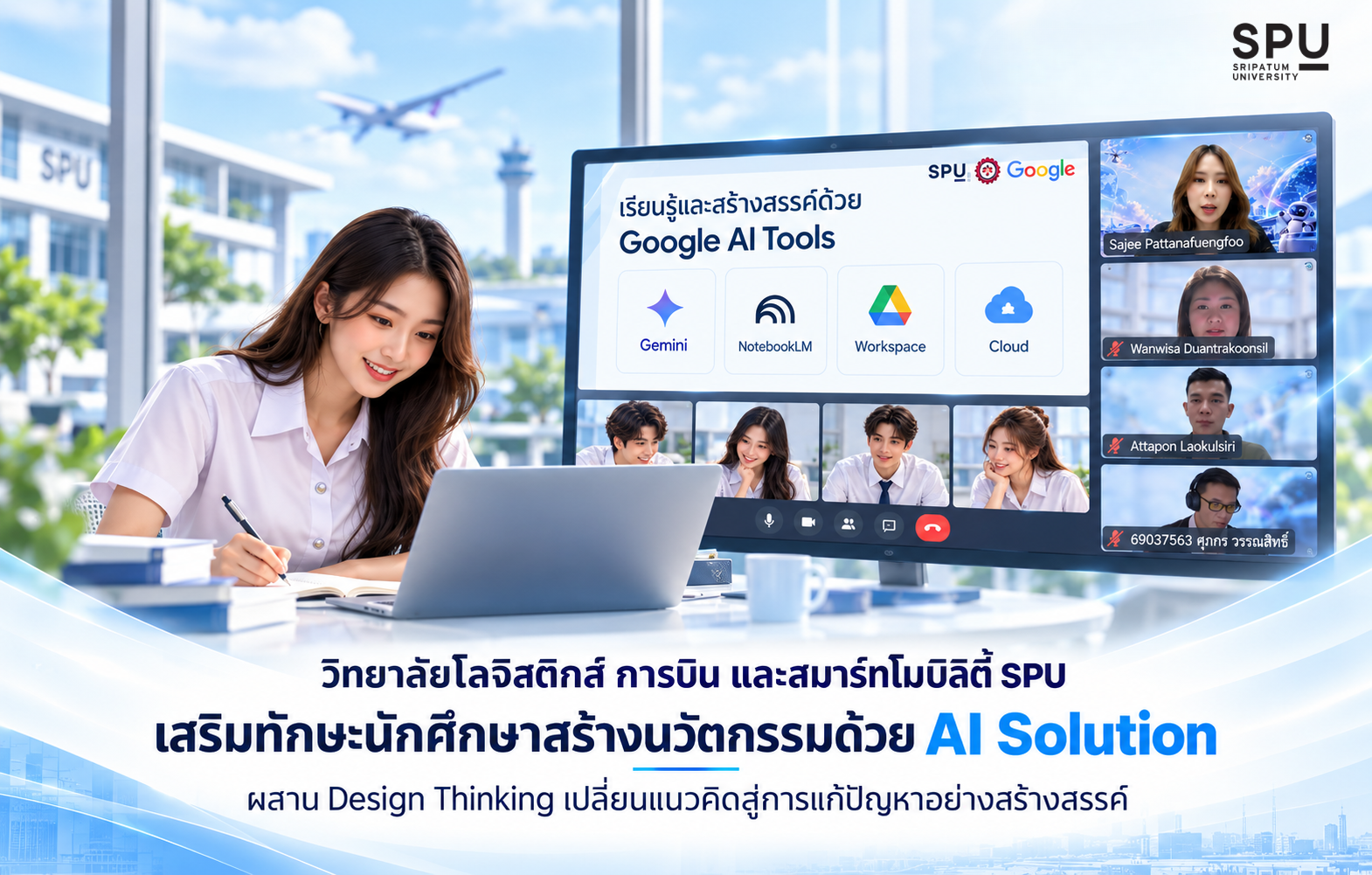วิทยาลัยโลจิสติกส์ การบิน และสมาร์ทโมบิลิตี้ SPU เสริมทักษะนักศึกษาสร้างนวัตกรรมด้วย AI Solution ผสาน Design Thinking เปลี่ยนแนวคิดสู่การแก้ปัญหาอย่างสร้างสรรค์